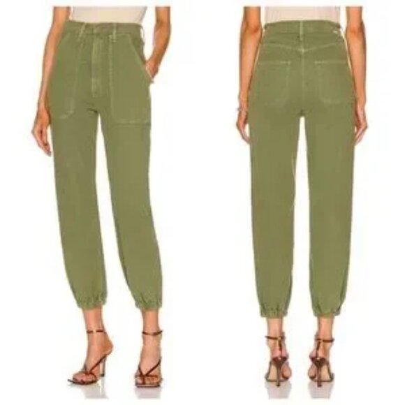 Women Mother The Wrapper Patch Springy Ankle Chalk Avocado Jeans 27 - Picture 1 of 12